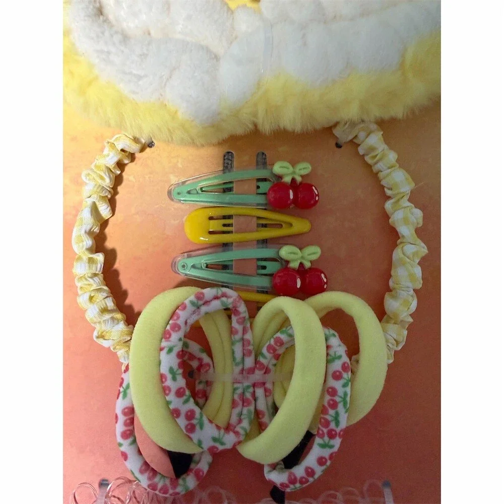 Fynn & Riley Kawaii Banana Plush Spa Headband Hair Accessories Set 13pc